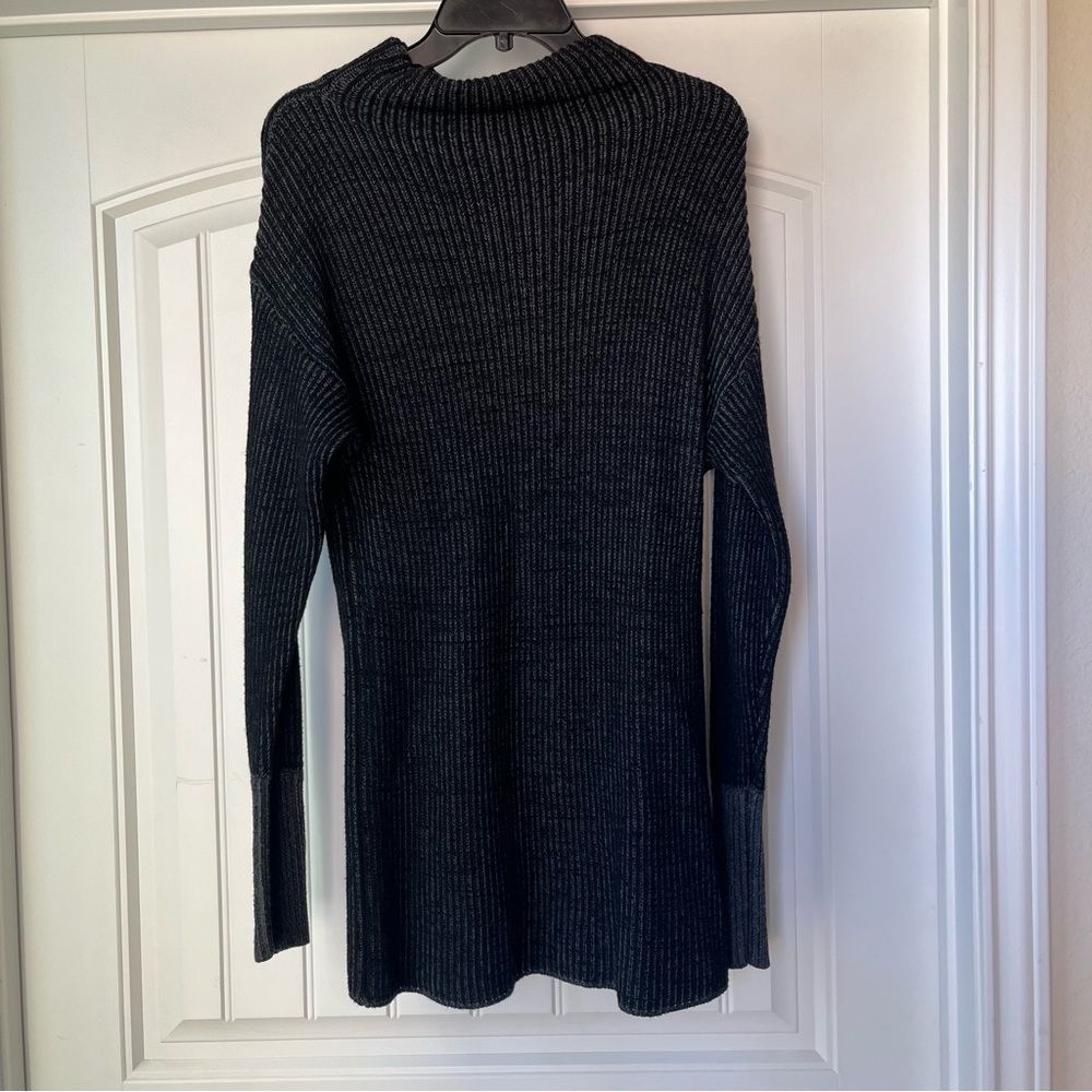 Varley Women's Black Ribbed Sweater dress mock neck chunky knit SM merino wool